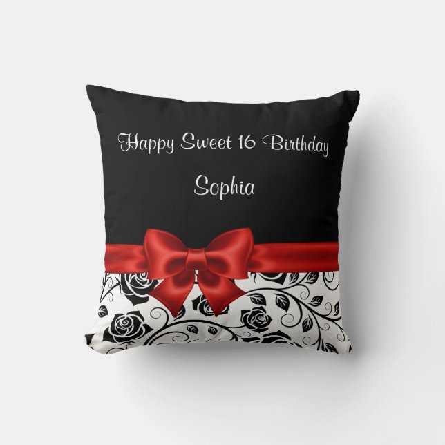 Bonbon monogramme de coussin de 16 anniversaires (Recto)