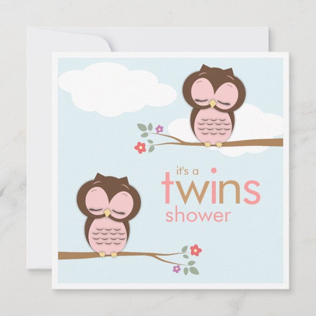 Bonbon paart Schrei-Eulen-rosa Babyparty-Einladung Einladung (Vorderseite)