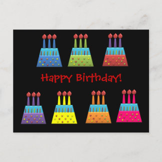 BonBon Party Rainbow Birthday Cakes Postkarte