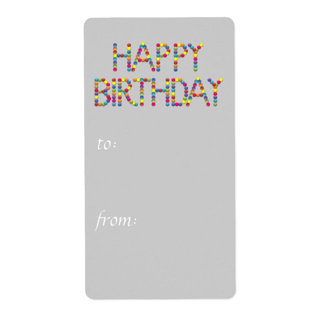 BonBon Party Rainbow Happy Birthday Gift Tag (Vorne)