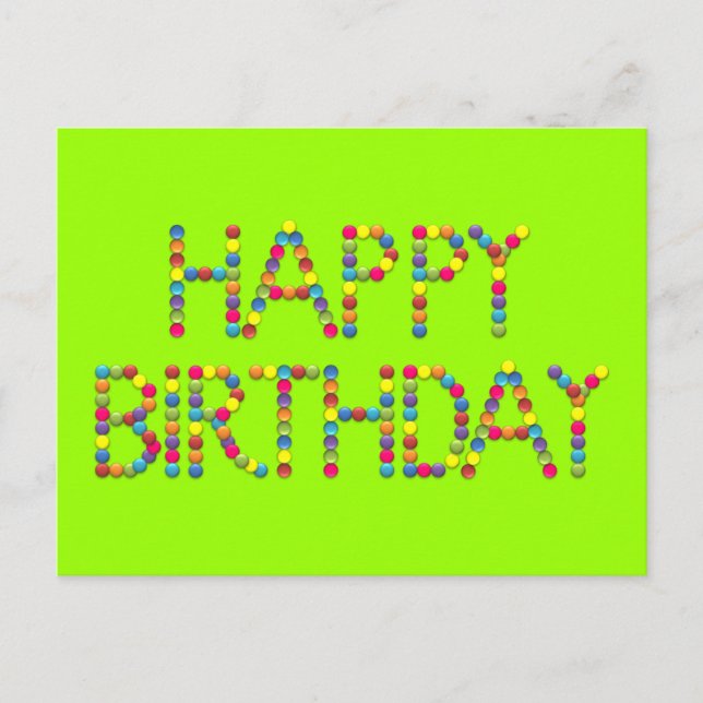 BonBon Party Rainbow Happy Birthday Postcard Postkarte (Vorderseite)