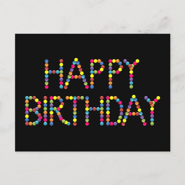 BonBon Party Rainbow Happy Birthday Postcard Postkarte (Vorderseite)