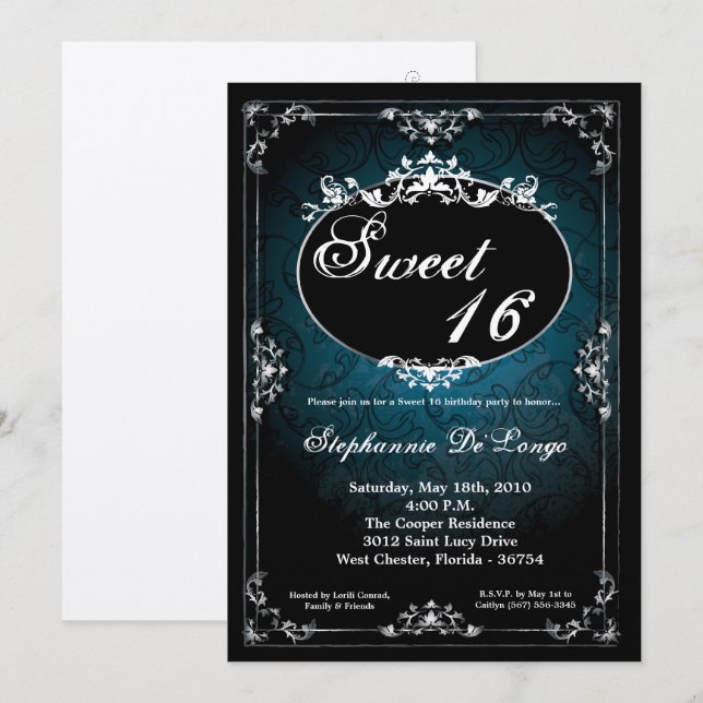 bonbon pendant à la broche 5x7 invitation de 16 (Devant / Derrière)