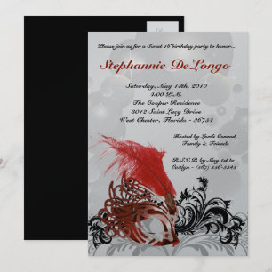 bonbon rouge à la mascarade 5x7 invitation de 16