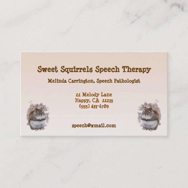Bonbon Squirrels Sprachtherapie-Visitenkarte Visitenkarte (Vorderseite)