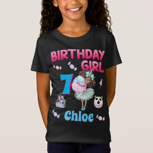 Bonbonbons Geburtstag Afro America Girl Sweet T-Shirt (Vorderseite)