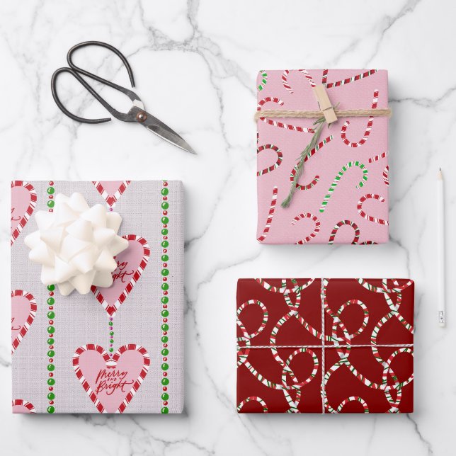 Bonbonherzen und Bänder, Geschenkpackung Geschenkpapier Set (Vorderseite)
