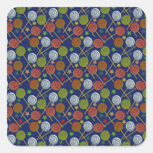 Bonbonmuster   Lollenmuster   Lollipop 17 Quadratischer Aufkleber
