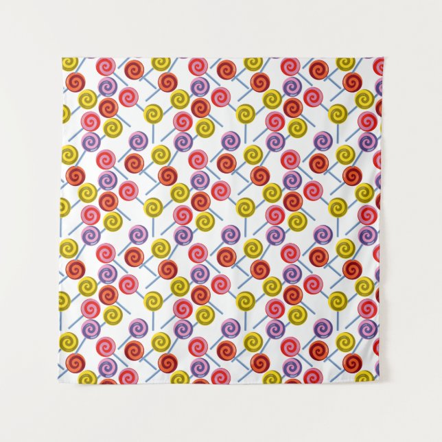 Bonbonmuster | Lollenmuster | Lollipop 2 Wandteppich (Vorderseite)