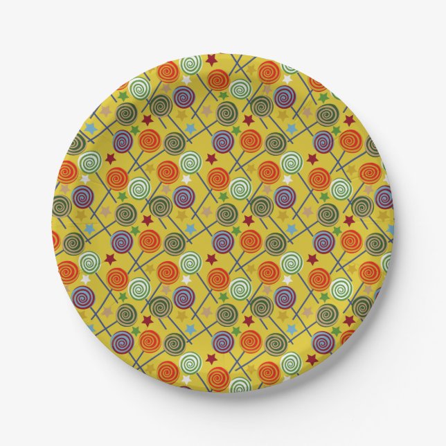 Bonbonmuster | Lollenmuster | Lollipop 30 Pappteller (Vorderseite)