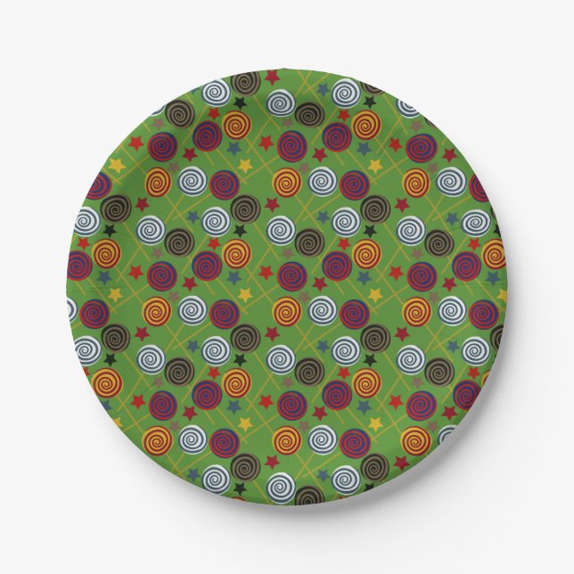 Bonbonmuster | Lollenmuster | Lollipop 39 Pappteller (Vorderseite)