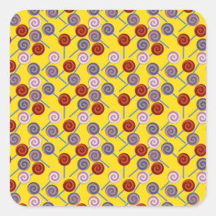 Bonbonmuster   Lollenmuster   Lollipop 50 Quadratischer Aufkleber