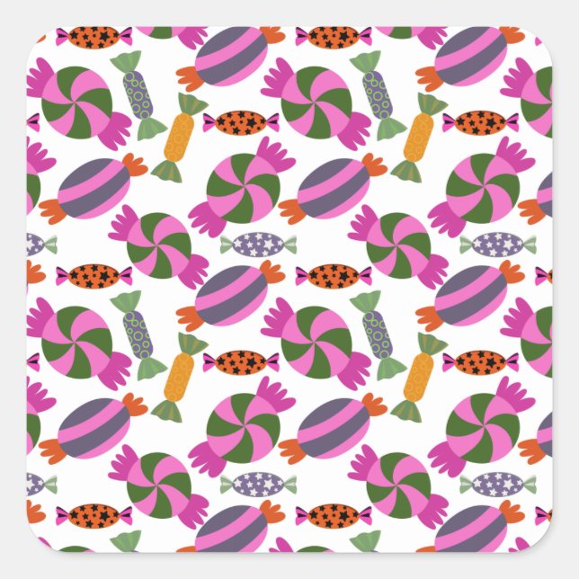 Bonbonmuster | Lollenmuster | Lollipop 6 Quadratischer Aufkleber (Vorderseite)