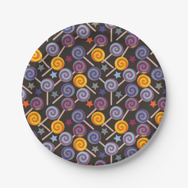 Bonbonmuster | Lollenmuster | Lollipop 9 Pappteller (Vorderseite)
