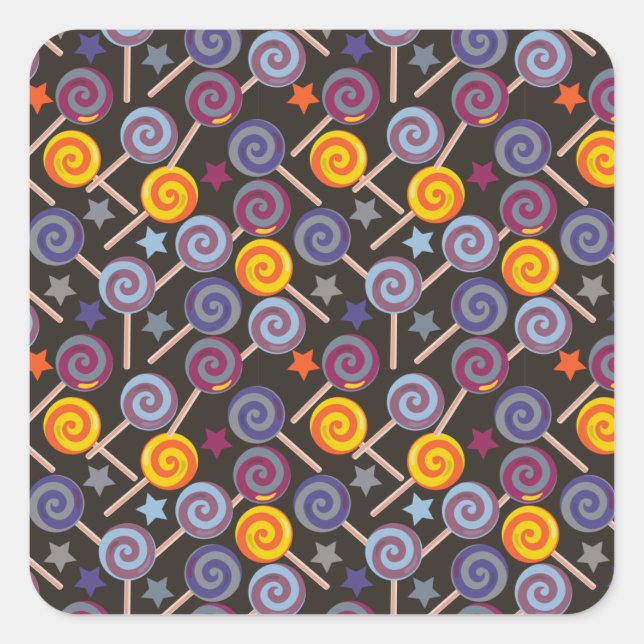 Bonbonmuster | Lollenmuster | Lollipop 9 Quadratischer Aufkleber (Vorderseite)