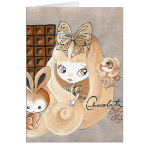 Bonbons au chocolat et lapin et fille