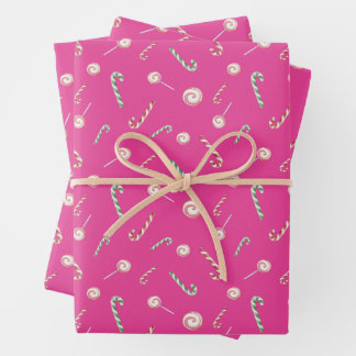 Bonbons auf Rosa Geschenkpapier Set
