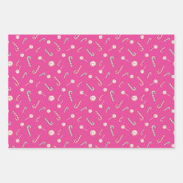 Bonbons auf Rosa Geschenkpapier Set