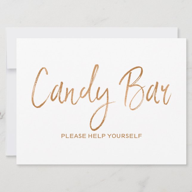Bonbons Bar Hochzeitszeichen| Stilvolle Gold - Ros Einladung (Vorderseite)