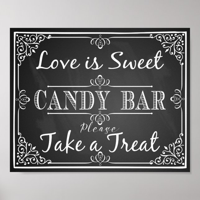Bonbons-Bar zum Hochzeitszeichen ist Süßkarton Poster (Vorne)