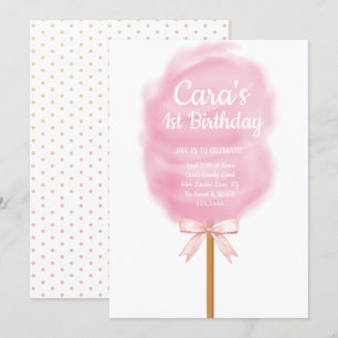 Bonbons Cotton Candy Rosa Geburtstagspartei Einladung