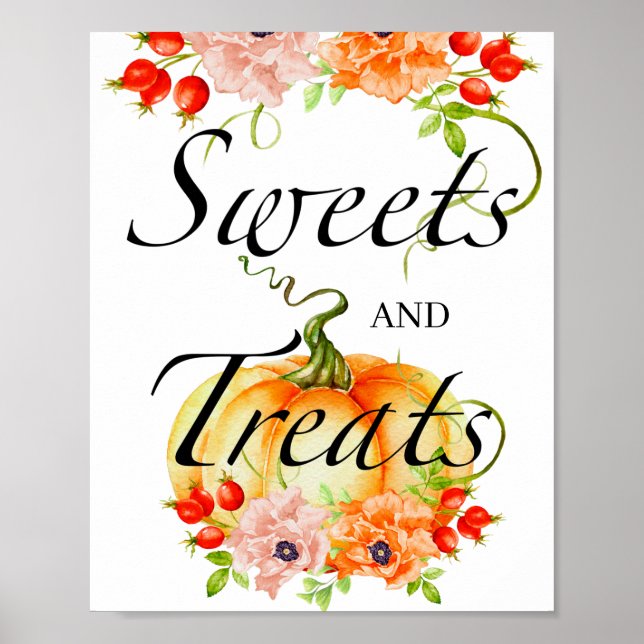 Bonbons et friandises citrouilles poster baby show (Devant)
