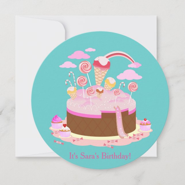 Bonbons et gâteau au chocolat invitation à la fête (Devant)