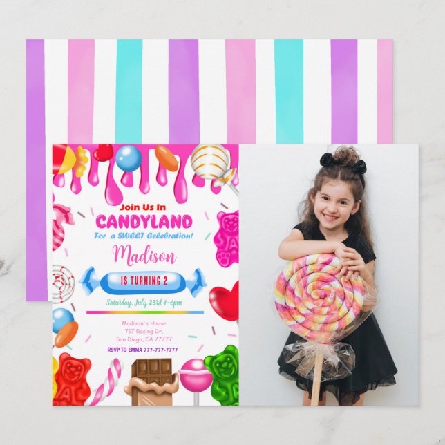 Bonbons Foto Einladung (Vorne/Hinten)