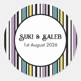 Bonbons-Streifen - Hochzeitsaufkleber Runder Aufkleber