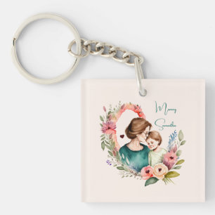Bond adorable maman et fille - Cadre floral (4)