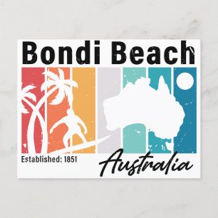Bondi beach Australia Vintag Retro Souvenirs 80er Postkarte