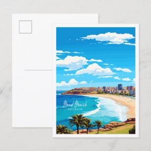 Bondi Beach Australia Vintage-Illustration Postkarte