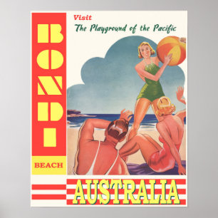 Bondi Beach Australien Retro-Reise Poster