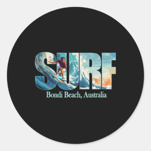 Bondi Beach, Australien Strand Surfen Männer Fraue Runder Aufkleber