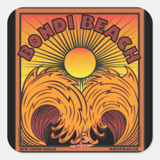 BONDI BEACH SYDNEY AUSTRALIA SURFEN QUADRATISCHER AUFKLEBER