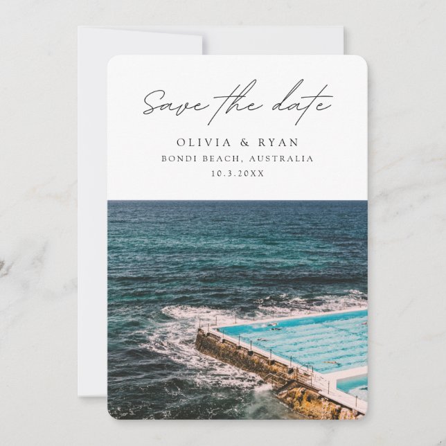 Bondi Beach Wedding Sydney Save the Date Einladung (Vorderseite)