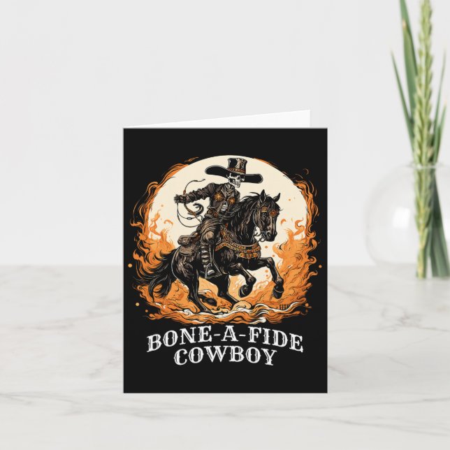 Bone-a-fide Halloween Cowboy Spooky Skeleton Rodeo Karte (Vorderseite)