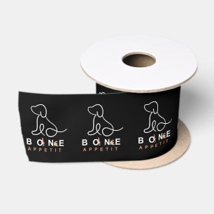 Bone Appetit Schwarze und weiße Hundebäckereien- Satinband