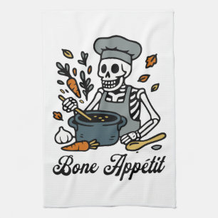 Bone Appétit: Skeletton Koch Sonniges Halloween Ba Geschirrtuch