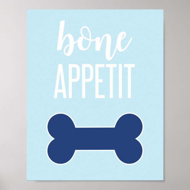 Bone Appetit Welppy Geburtstagsparty Sign Blue Poster (Vorne)