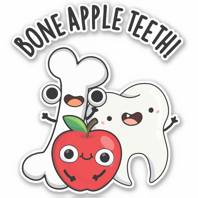 Bone Apple Teeth Funny Bona Appetit Pun  Aufkleber (Vorderseite)