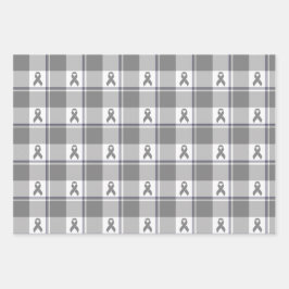 Bone Cancer Awareness Plaid Gray Ribbon Geschenkpapier Set