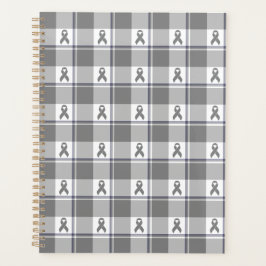 Bone Cancer Awareness Plaid Gray Ribbon Planer