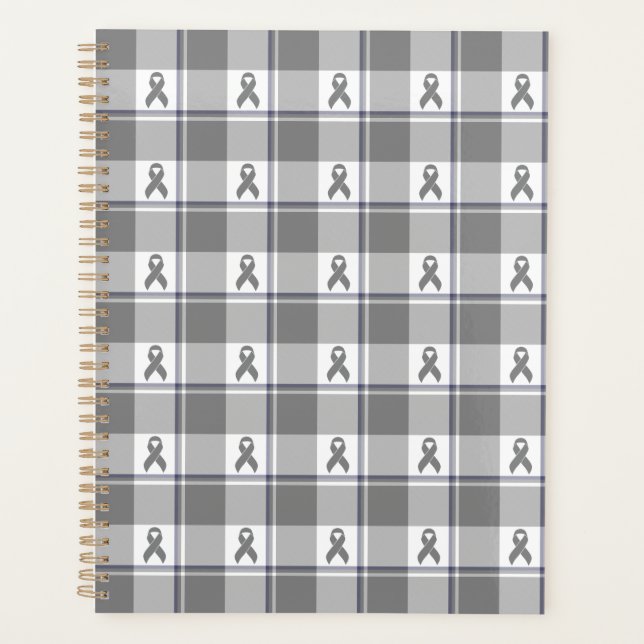 Bone Cancer Awareness Plaid Gray Ribbon Planer (Vorderseite)