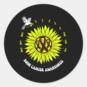 Bone Cancer Awareness Ribbon Gelben Ribbon Bird Runder Aufkleber