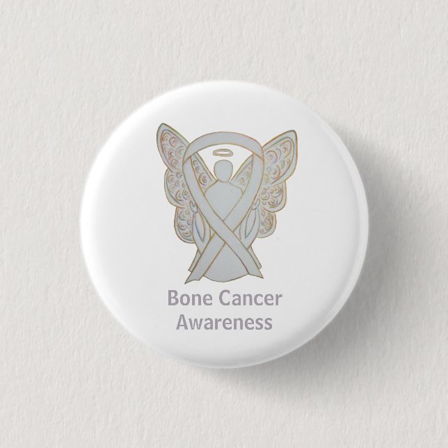 Bone Cancer White Awareness Ribbon Custom Buttons (Vorderseite)