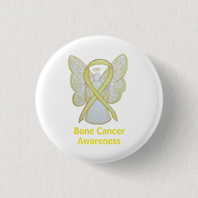 Bone Cancer Yellow Angel Awareness Ribbon Button (Vorderseite)