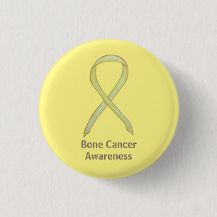 Bone Cancer Yellow Awareness Ribbon Custom Buttons