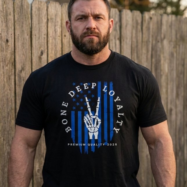 Bone Deep Loyalty Skeleton Hand USA Flag T-Shirt  (Créateur téléchargé)