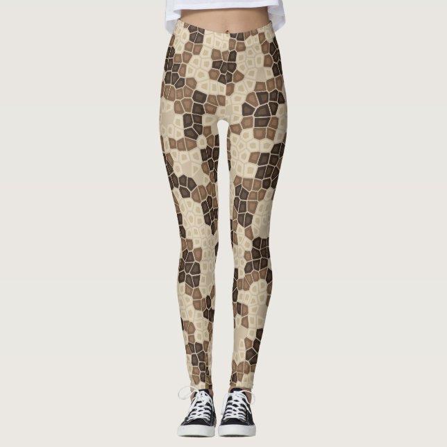 Bone & Espresso Python-Schlangenleder Leggings (Vorderseite)
